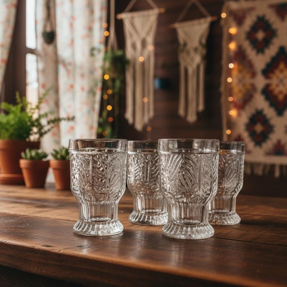 Vintage Retro Dansk Bohemian Cocktail Glasses Set of 4